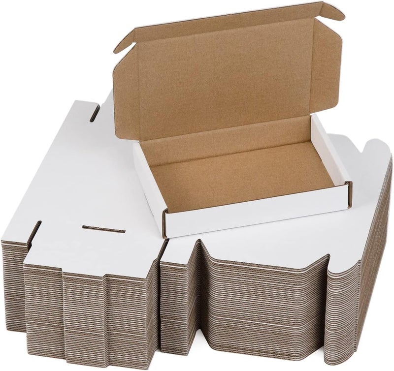 SUNLPH 50 Pack 6x4x1 Inches Small Shipping Boxes, White Corrugated Cardboard Boxes, Moving Mailing Packing Box - Image 1